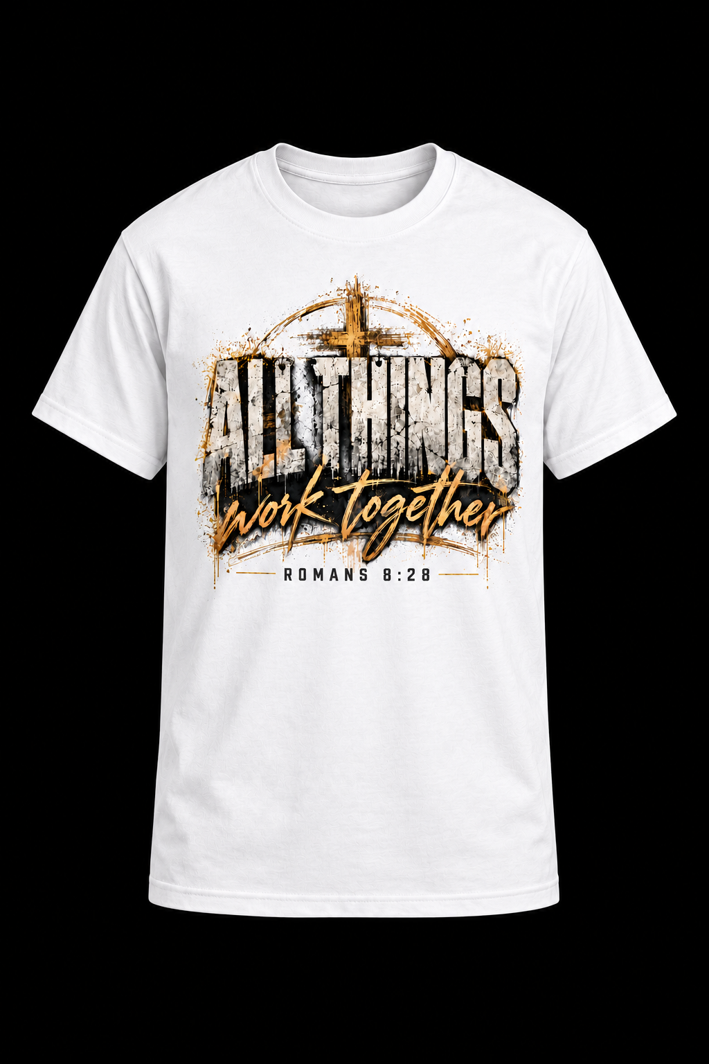White All Things Work Together Romans 8:28 tee